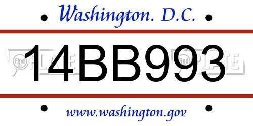 14BB993 District Of Columbia License Plate