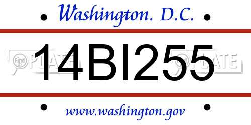14BI255 District Of Columbia License Plate