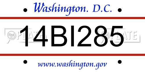 14BI285 District Of Columbia License Plate