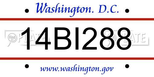 14BI288 District Of Columbia License Plate