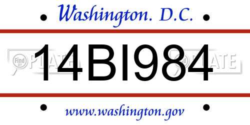 14BI984 District Of Columbia License Plate