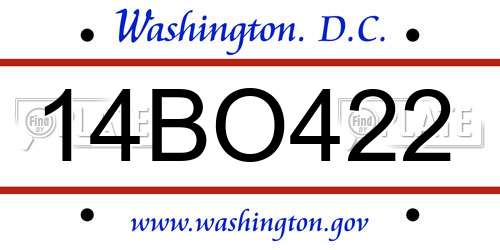 14BO422 District Of Columbia License Plate