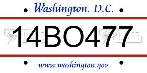 14BO477 District Of Columbia License Plate
