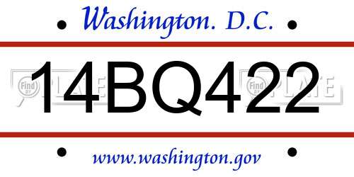 14BQ422 District Of Columbia License Plate