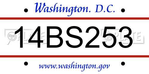 14BS253 District Of Columbia License Plate