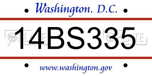 14BS335 District Of Columbia License Plate