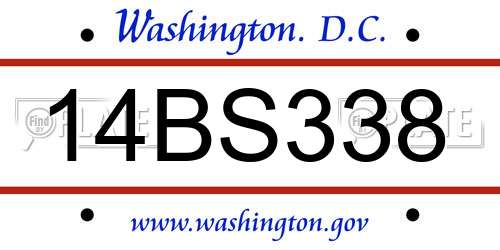 14BS338 District Of Columbia License Plate