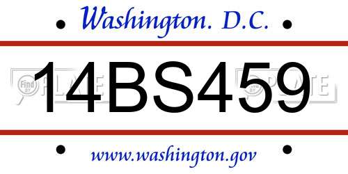 14BS459 District Of Columbia License Plate