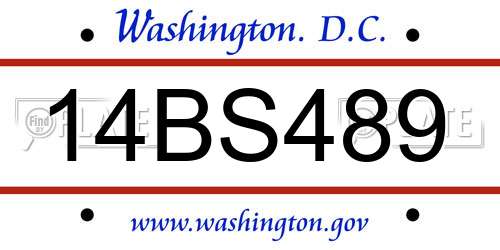 14BS489 District Of Columbia License Plate