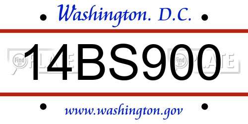 14BS900 District Of Columbia License Plate