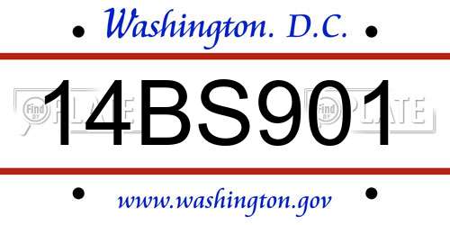 14BS901 District Of Columbia License Plate