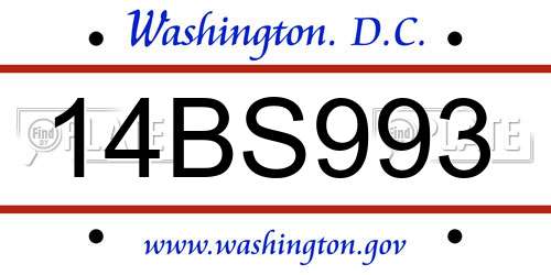 14BS993 District Of Columbia License Plate
