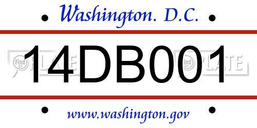 14DB001 District Of Columbia License Plate