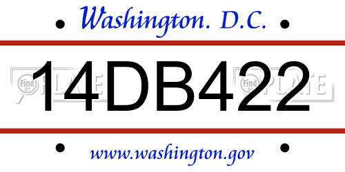 14DB422 District Of Columbia License Plate