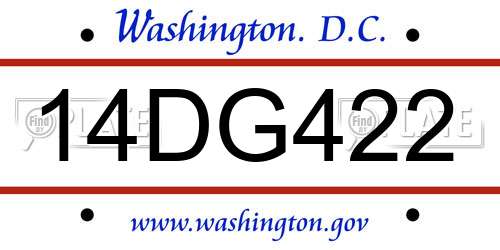 14DG422 District Of Columbia License Plate