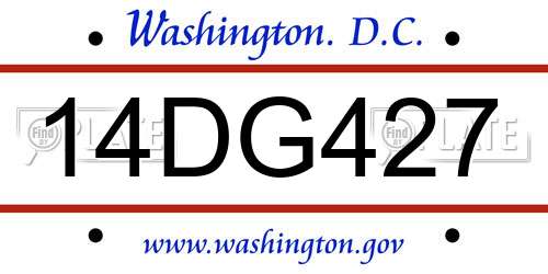14DG427 District Of Columbia License Plate