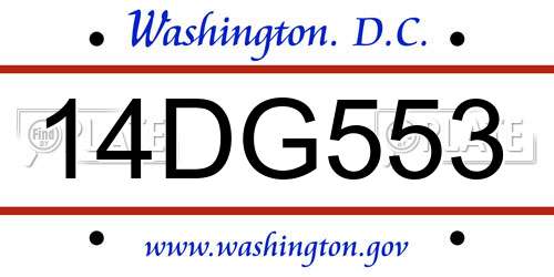 14DG553 District Of Columbia License Plate