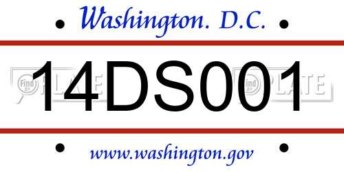 14DS001 District Of Columbia License Plate