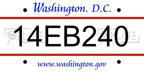 14EB240 District Of Columbia License Plate