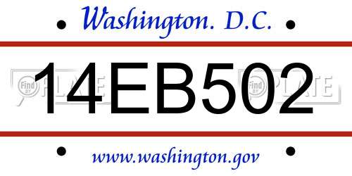 14EB502 District Of Columbia License Plate