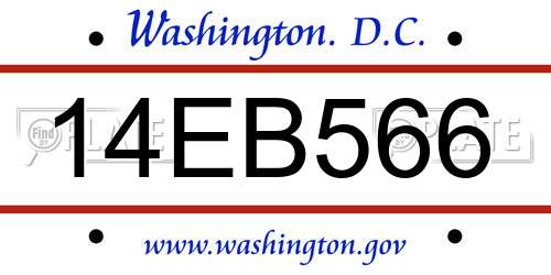 14EB566 District Of Columbia License Plate