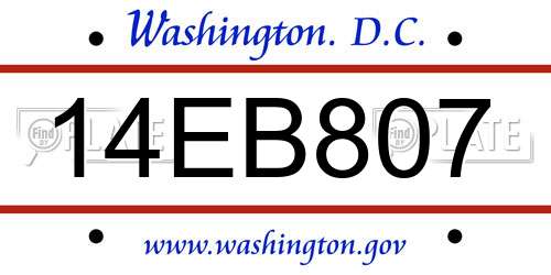14EB807 District Of Columbia License Plate