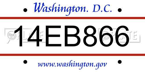 14EB866 District Of Columbia License Plate