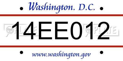 14EE012 District Of Columbia License Plate