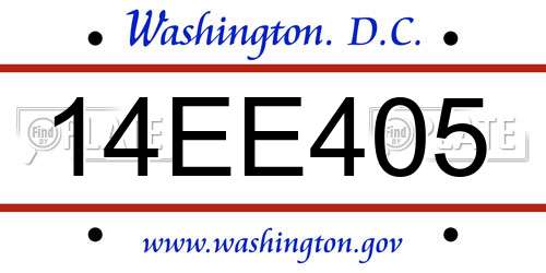14EE405 District Of Columbia License Plate