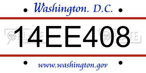 14EE408 District Of Columbia License Plate