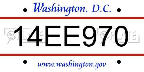 14EE970 District Of Columbia License Plate