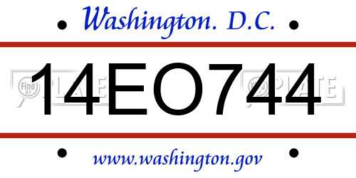 14EO744 District Of Columbia License Plate
