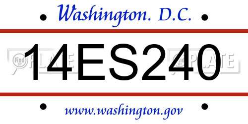 14ES240 District Of Columbia License Plate