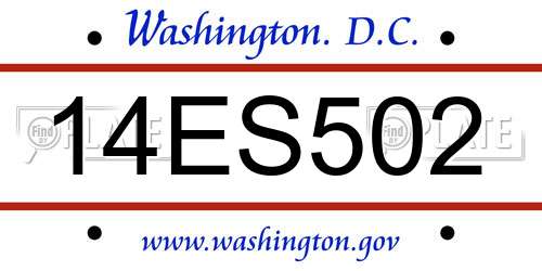 14ES502 District Of Columbia License Plate
