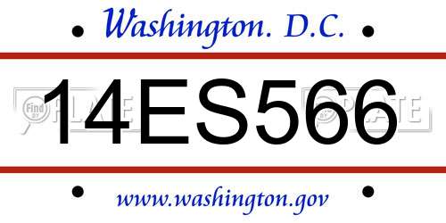 14ES566 District Of Columbia License Plate