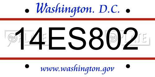 14ES802 District Of Columbia License Plate