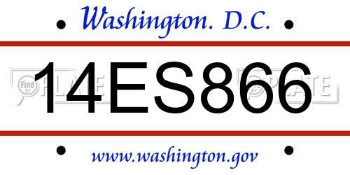 14ES866 District Of Columbia License Plate