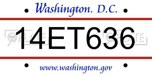 14ET636 District Of Columbia License Plate
