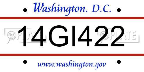 14GI422 District Of Columbia License Plate