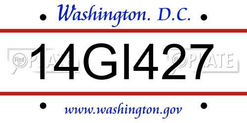 14GI427 District Of Columbia License Plate