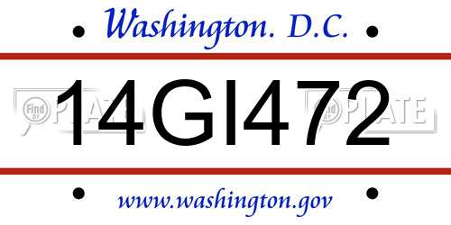 14GI472 District Of Columbia License Plate