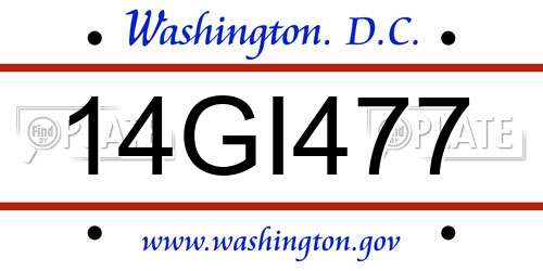 14GI477 District Of Columbia License Plate