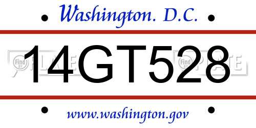 14GT528 District Of Columbia License Plate