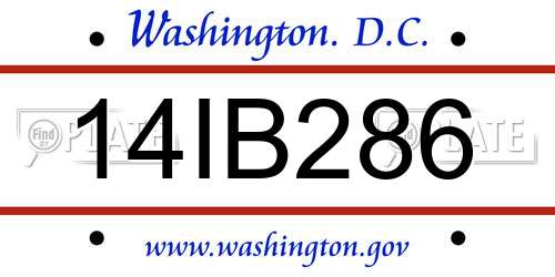 14IB286 District Of Columbia License Plate