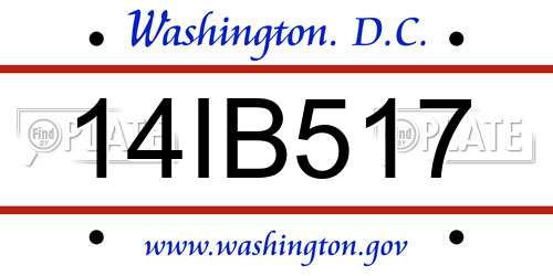 14IB517 District Of Columbia License Plate