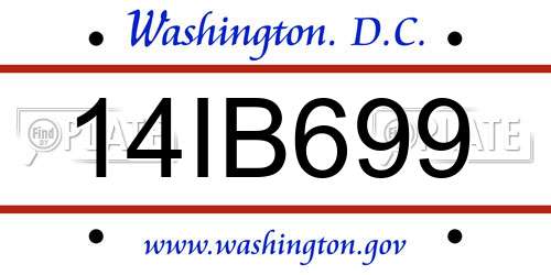 14IB699 District Of Columbia License Plate