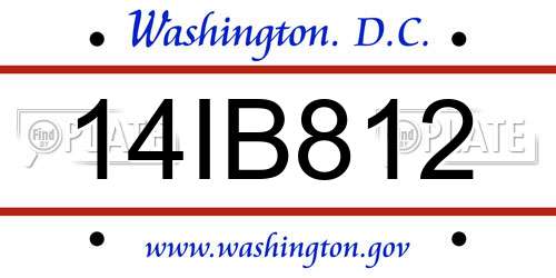 14IB812 District Of Columbia License Plate