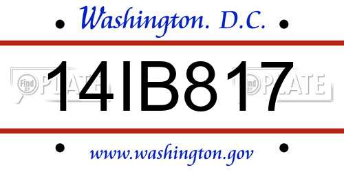 14IB817 District Of Columbia License Plate