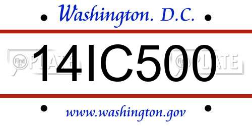 14IC500 District Of Columbia License Plate