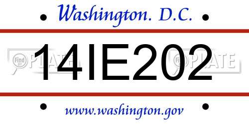 14IE202 District Of Columbia License Plate